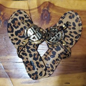 Pierre Dumas cheetah print flip flops size 6